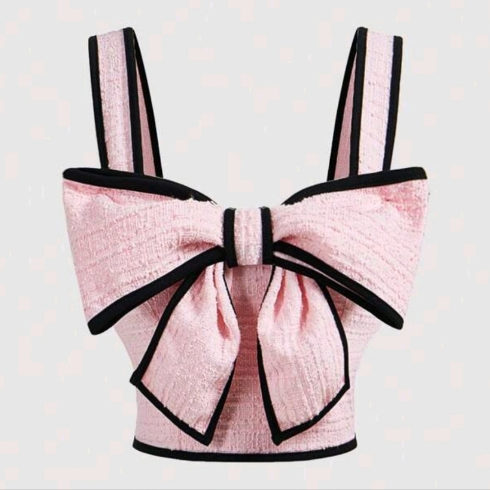 SHEIN Pink Bow Tank Top